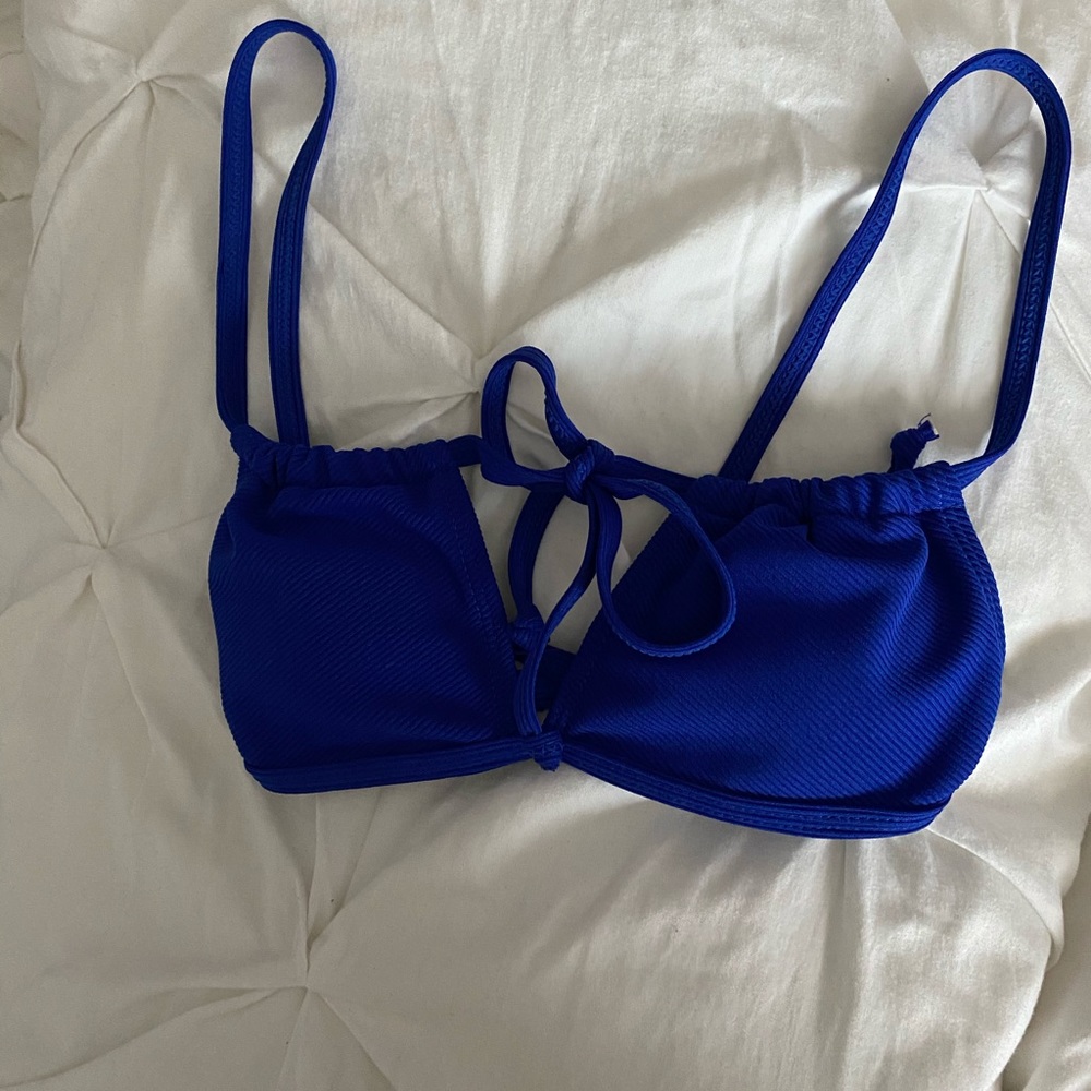 SHEIN Royal Blue Lace-Up Bikini Top